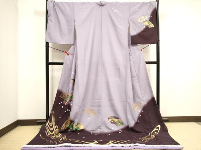 平和屋本店●お引きずり・お引き摺り　訪問着　和装　舞台　舞妓　芸妓　芸者　衣装　地紙枝松文　金彩　DABK1437cd