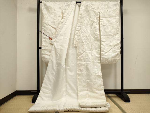 平和屋本店●白打掛　白無垢　お引きずり　和装　婚礼　結婚式　花嫁　神社挙式　花車文　DABK1433cd