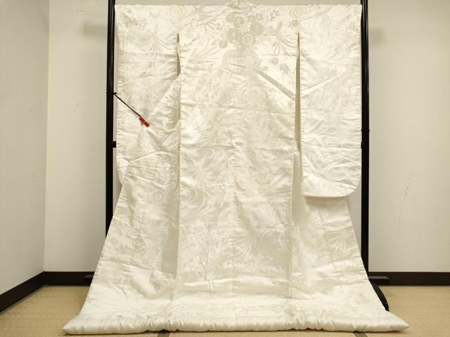 平和屋本店●白打掛　白無垢　お引きずり　和装　婚礼　結婚式　花嫁　神社挙式　花車文　DABK1433cd