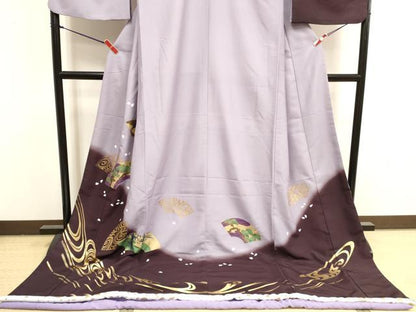 平和屋本店●お引きずり・お引き摺り　訪問着　和装　舞台　舞妓　芸妓　芸者　衣装　地紙枝松文　金彩　DABK1437cd