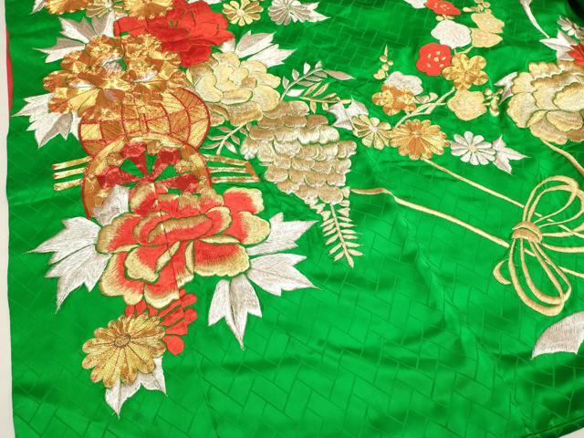 平和屋本店●お引きずり・お引き摺り・引き振袖　和装　結婚式　舞妓　芸妓　芸者　衣装　総刺繍　駒刺繍　草花文　正絹　DABK1435cd