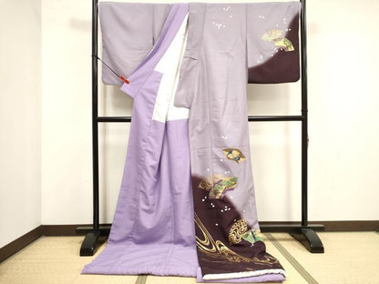 平和屋本店●お引きずり・お引き摺り　訪問着　和装　舞台　舞妓　芸妓　芸者　衣装　地紙枝松文　金彩　DABK1437cd