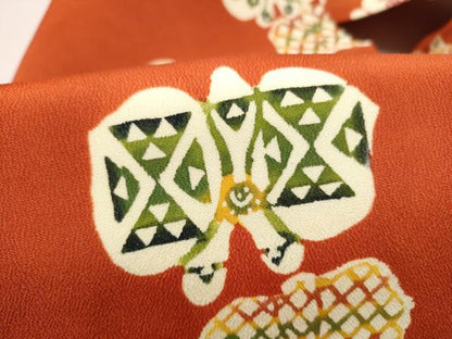 平和屋着物●銀座　志ま亀　九寸名古屋帯　型染め　舞蝶文　たとう紙付き　正絹　逸品　CABM9648hy