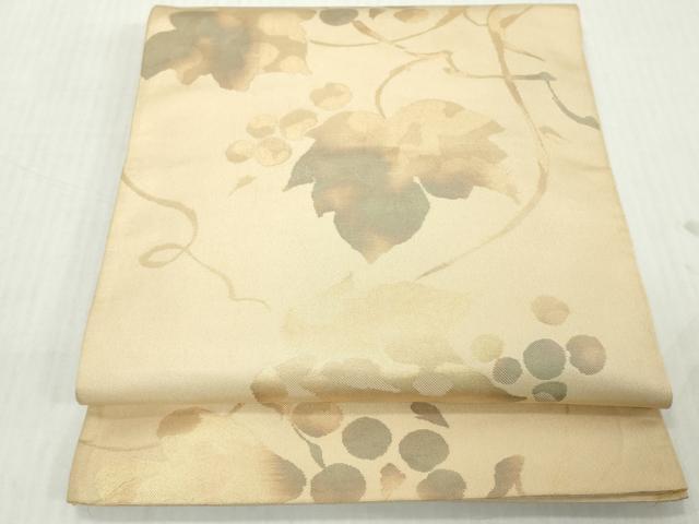 平和屋着物◎六通柄　本袋帯　葡萄蔦の葉文　正絹　逸品　DABJ3471ea