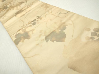 平和屋着物◎六通柄　本袋帯　葡萄蔦の葉文　正絹　逸品　DABJ3471ea