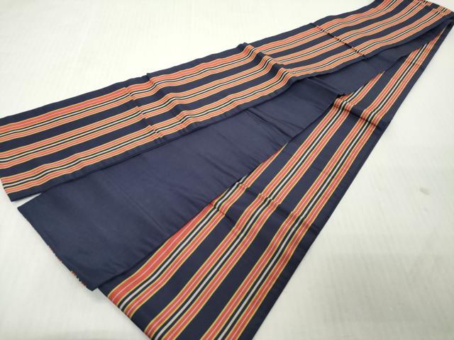 平和屋着物◎本場筑前博多織　半幅帯　間道　正絹　逸品　DABJ3508ea