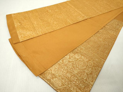 平和屋着物◎六通柄袋帯　壁画花鳥文　金糸　正絹　逸品　DABJ3512ea