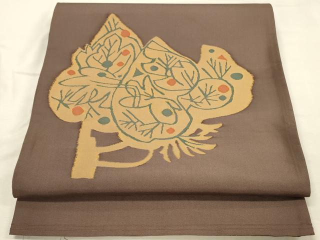 平和屋着物◎太鼓柄袋帯　すくい織　抽象文様　正絹　逸品　DABK2597op