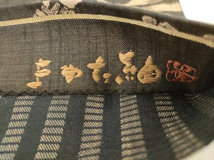 平和屋着物●六通柄袋帯　まわた紬　笹蔓文　正絹　逸品　AABM4662pf