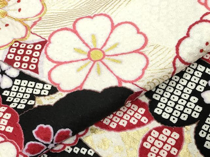 平和屋着物●豪華振袖　駒刺繍　舞花文　金彩　京都きもの友禅扱い　正絹　逸品　CABM5012gh