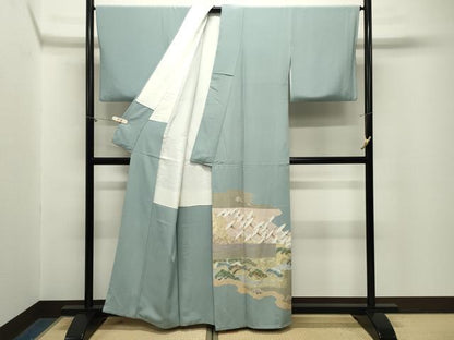 平和屋着物●豪華色留袖　作家物　群鶴松文　金銀彩　正絹　逸品　CABM5059gh