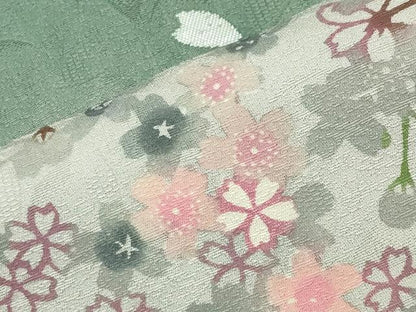 平和屋着物●訪問着　刺繍　型染め　舞桜文　暈し染め　金糸　正絹　逸品　CABM5049gh