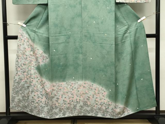 平和屋着物●訪問着　刺繍　型染め　舞桜文　暈し染め　金糸　正絹　逸品　CABM5049gh