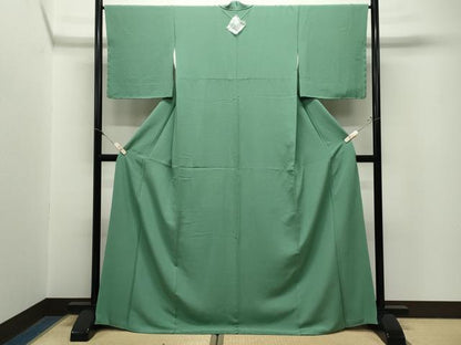 平和屋着物●上質な色無地　柳染色　ロング丈　正絹　逸品　未使用　CABM5073gh