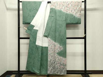 平和屋着物●訪問着　刺繍　型染め　舞桜文　暈し染め　金糸　正絹　逸品　CABM5049gh