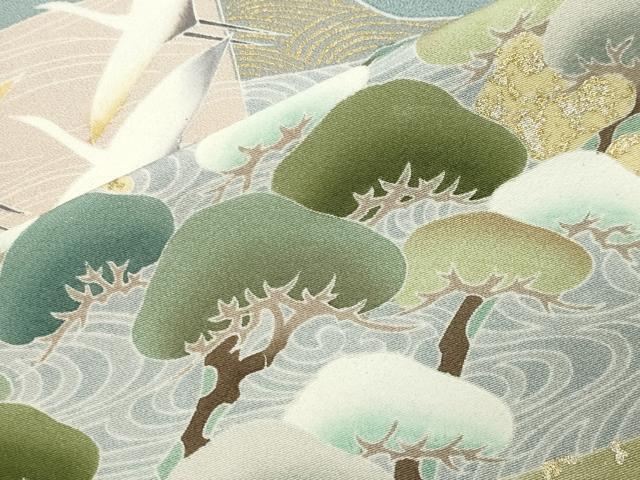 平和屋着物●豪華色留袖　作家物　群鶴松文　金銀彩　正絹　逸品　CABM5059gh