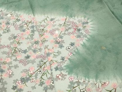 平和屋着物●訪問着　刺繍　型染め　舞桜文　暈し染め　金糸　正絹　逸品　CABM5049gh
