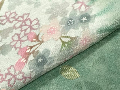 平和屋着物●訪問着　刺繍　型染め　舞桜文　暈し染め　金糸　正絹　逸品　CABM5049gh