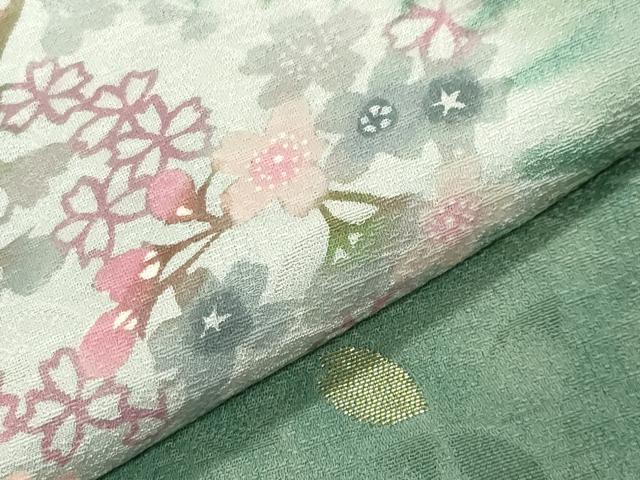 平和屋着物●訪問着　刺繍　型染め　舞桜文　暈し染め　金糸　正絹　逸品　CABM5049gh