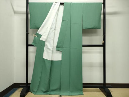 平和屋着物●上質な色無地　柳染色　ロング丈　正絹　逸品　未使用　CABM5073gh