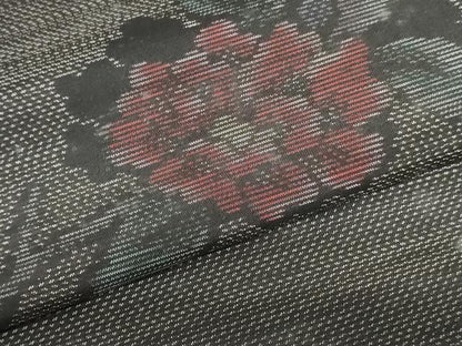 平和屋着物▼本場大島紬　反物　着尺　枝花文　逸品　未使用　DABK3849zy