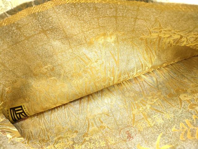 平和屋本店▼極上　西陣あさぎ　丸帯　琳派大全集　一千八百口織　プラチナ純金箔　分析通知書付き　正絹　逸品　DABJ7493fe