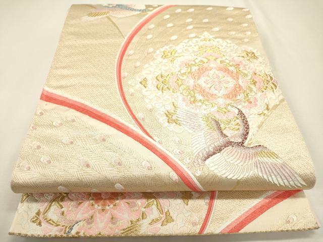 平和屋本店▼六通柄袋帯　唐織　九百錦　正倉院鳳凰花文　弐拾四金箔　正絹　逸品　DABJ7517fe