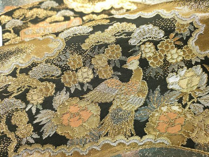 平和屋本店▼六通柄袋帯　地紙花鳥文　純金二重引箔織　正絹　逸品　DABJ7556fe