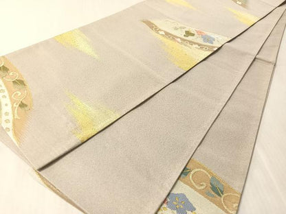 平和屋着物●爪掻き本綴れ　六通柄袋帯　流水花唐草文　金銀糸　正絹　逸品　未使用　CABM9122vp