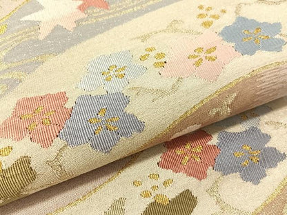 平和屋着物●爪掻き本綴れ　六通柄袋帯　流水花唐草文　金銀糸　正絹　逸品　未使用　CABM9122vp