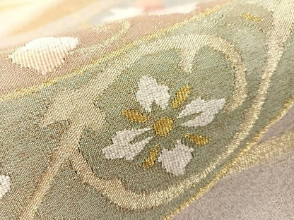 平和屋着物●爪掻き本綴れ　六通柄袋帯　流水花唐草文　金銀糸　正絹　逸品　未使用　CABM9122vp