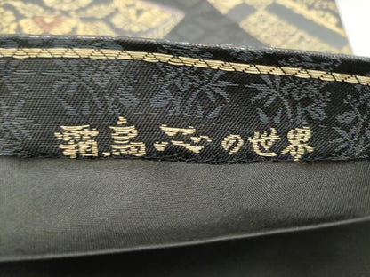 平和屋着物●日本画家　霜鳥忍の世界　彩天目織　六通柄袋帯　鳳凰花文　金糸　正絹　逸品　CABM9849hy
