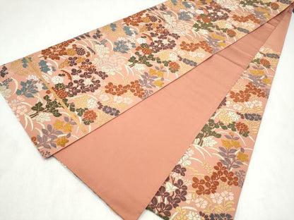 平和屋着物●六通柄袋帯　唐錦　秋草花文様　正絹　逸品　CABM9855hy