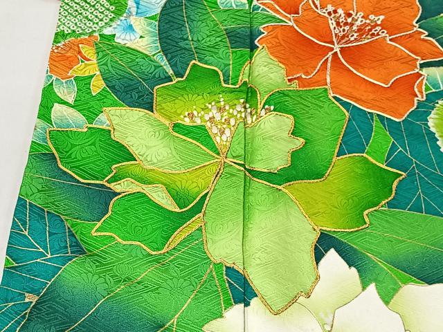平和屋着物■豪華振袖　駒刺繍　絞り　草花文　正絹　逸品　CABM6583ua