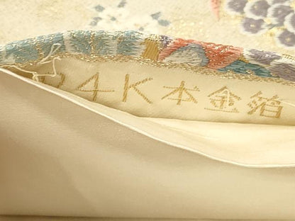 平和屋本店▼六通柄袋帯　唐織　彩花鳳凰文　24Ｋ本金箔　正絹　逸品　DABK5539sf