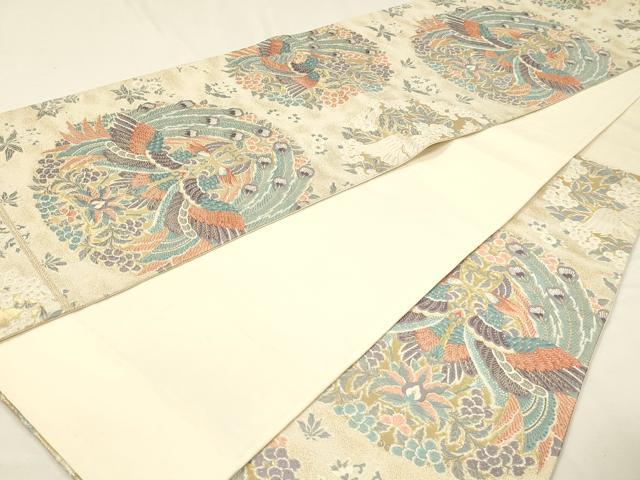 平和屋本店▼六通柄袋帯　唐織　彩花鳳凰文　24Ｋ本金箔　正絹　逸品　DABK5539sf