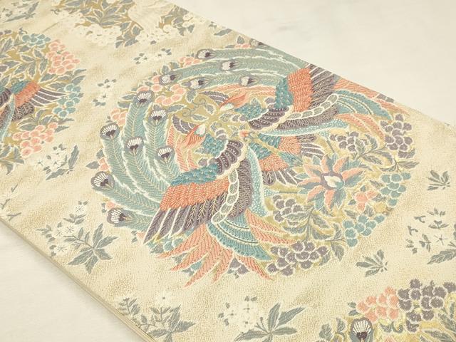 平和屋本店▼六通柄袋帯　唐織　彩花鳳凰文　24Ｋ本金箔　正絹　逸品　DABK5539sf