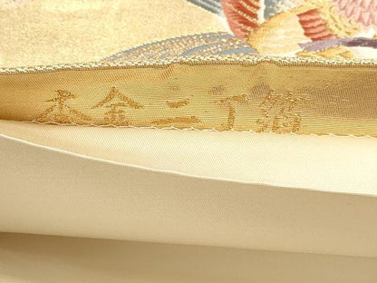 平和屋本店▼六通柄袋帯　唐織　加賀乃美　本金二丁箔　正絹　逸品　DABK5553sf