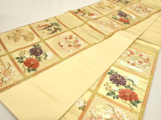 平和屋本店▼六通柄袋帯　唐織　枝花文　松竹梅　本金箔　正絹　逸品　DABK5593sf