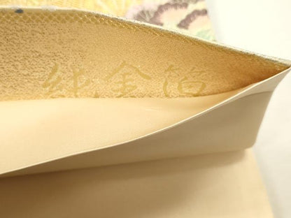 平和屋本店▼六通柄袋帯　唐織　花車文　純金箔　正絹　逸品　DABK5579sf