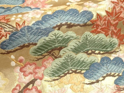 平和屋本店▼六通柄袋帯　唐織　加賀乃美　本金二丁箔　正絹　逸品　DABK5553sf