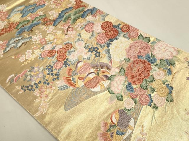 平和屋本店▼六通柄袋帯　唐織　加賀乃美　本金二丁箔　正絹　逸品　DABK5553sf