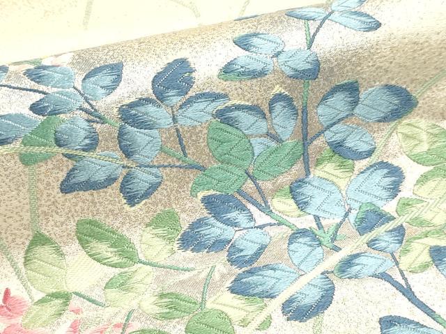 平和屋本店▼「美しいキモノ」お馴染みのメーカー　となみ織物　六通柄袋帯　唐織　花鳥文　純金箔　正絹　逸品　DABK5559sf
