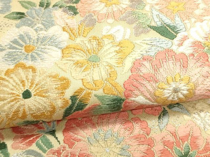 平和屋本店▼六通柄袋帯　唐織　花車文　純金箔　正絹　逸品　DABK5579sf