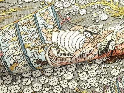 平和屋本店▼西陣　廣部商事謹製　全通柄袋帯　唐織　京洛時代祭還幸絵巻　弐拾四金箔使用　分析通知書付き　正絹　逸品　DABK5554sf
