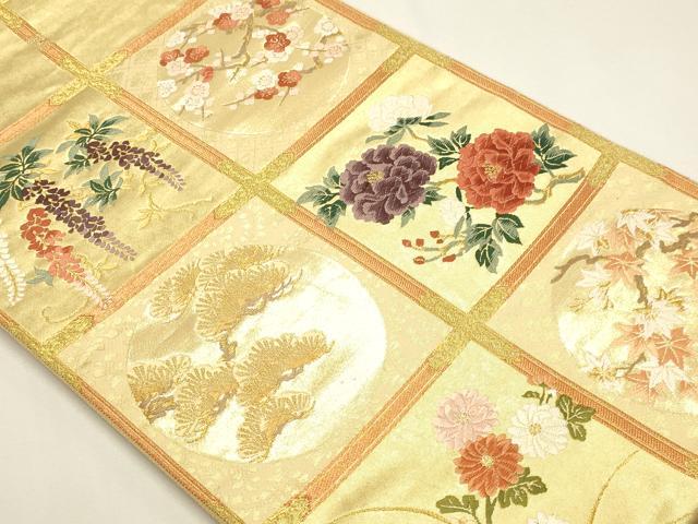 平和屋本店▼六通柄袋帯　唐織　枝花文　松竹梅　本金箔　正絹　逸品　DABK5593sf