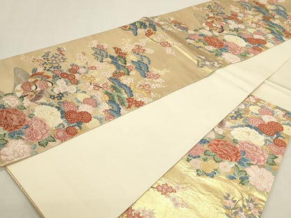 平和屋本店▼六通柄袋帯　唐織　加賀乃美　本金二丁箔　正絹　逸品　DABK5553sf