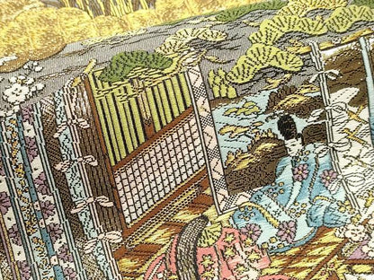 平和屋本店▼西陣　廣部商事謹製　全通柄袋帯　唐織　京洛時代祭還幸絵巻　弐拾四金箔使用　分析通知書付き　正絹　逸品　DABK5554sf