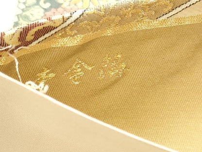 平和屋本店▼六通柄袋帯　洛風紹巴錦　本金箔　正絹　逸品　DABK5616sf