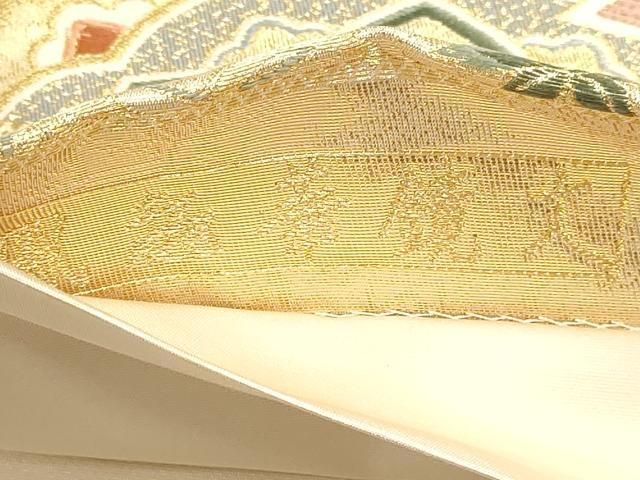 平和屋本店▼六通柄袋帯　唐織　鳳趣華鏡文　本金箔　正絹　逸品　DABK5604sf